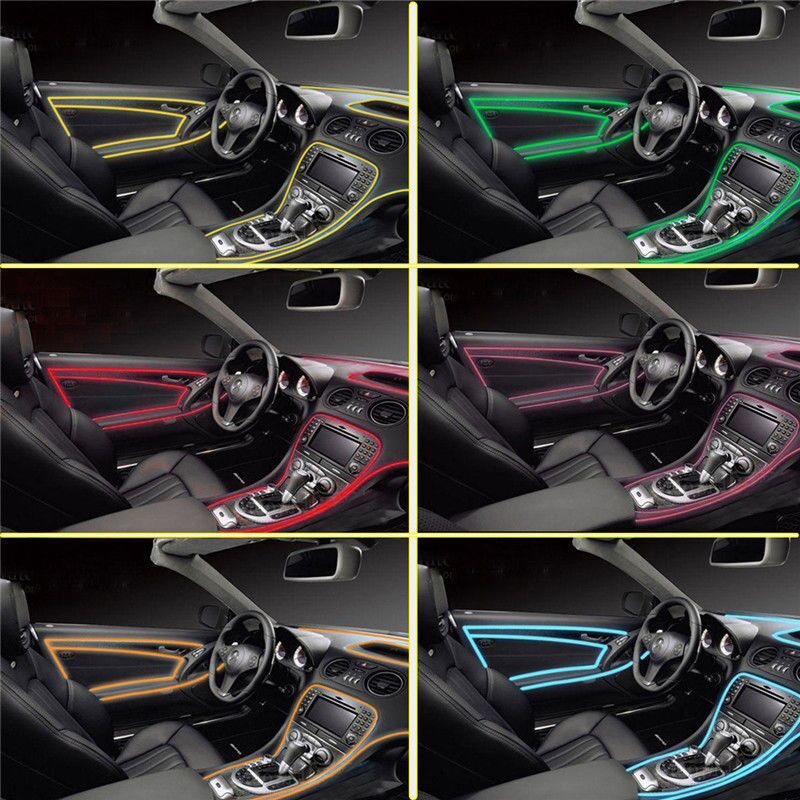 Dây Đèn Led 6 Trong 1 Ánh Sáng Màu RGB Dùng Để Trang Trí Nội Thất Xe Ô Tô