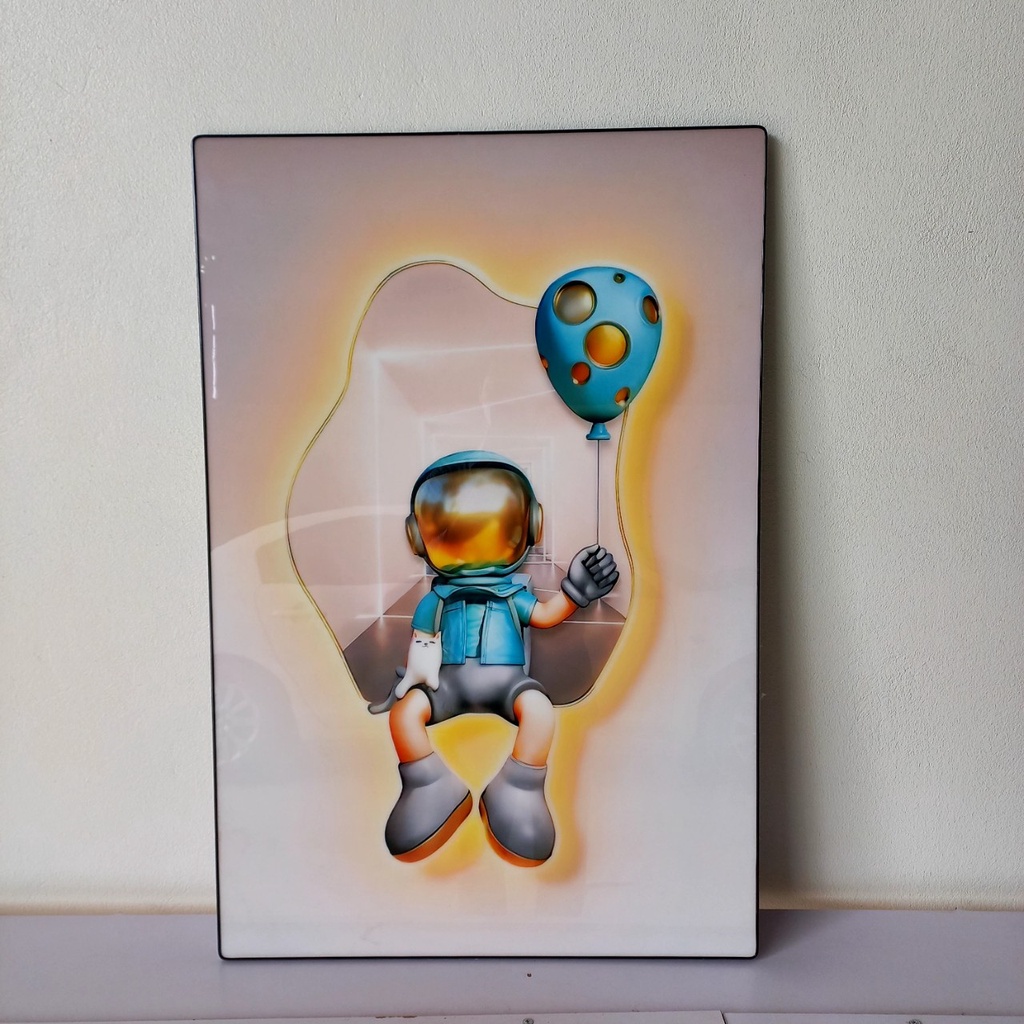 Tranh Tráng Gương 3D Gấu Kaws Bearbrick Toy. Tranh Treo Tường Phòng Khách Spa Cafe. Tặng kèm đinh treo. Xưởng in 3T