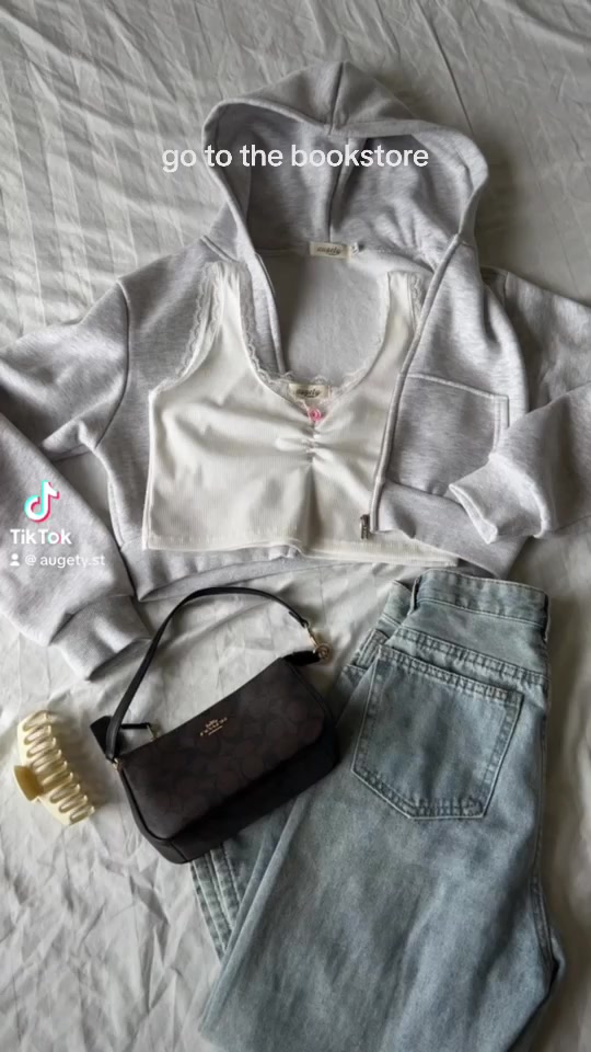 Áo khoác Croptop Hoodie Zip nỉ bông cotton Augety | BigBuy360 - bigbuy360.vn
