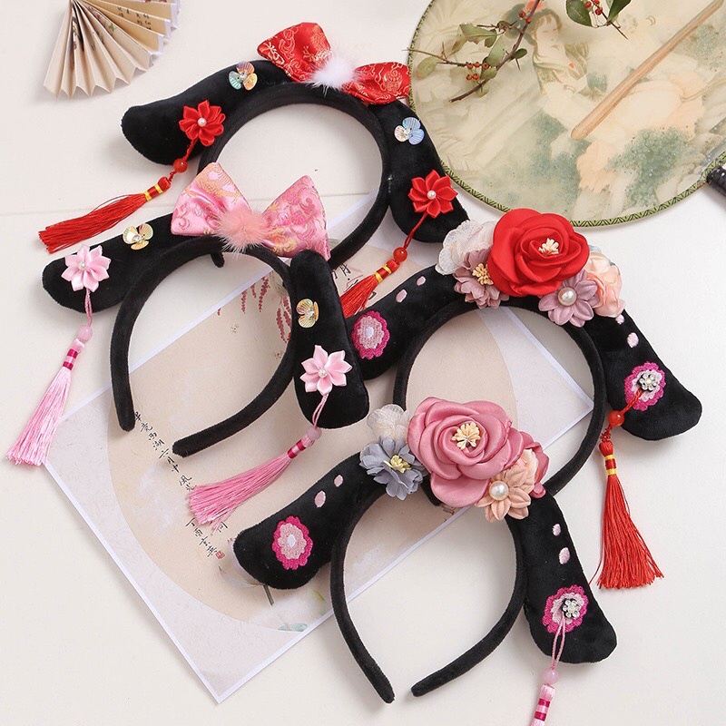 Băng đô cài tóc vải bông phong cách Trung Hoa dễ thương cho nữ