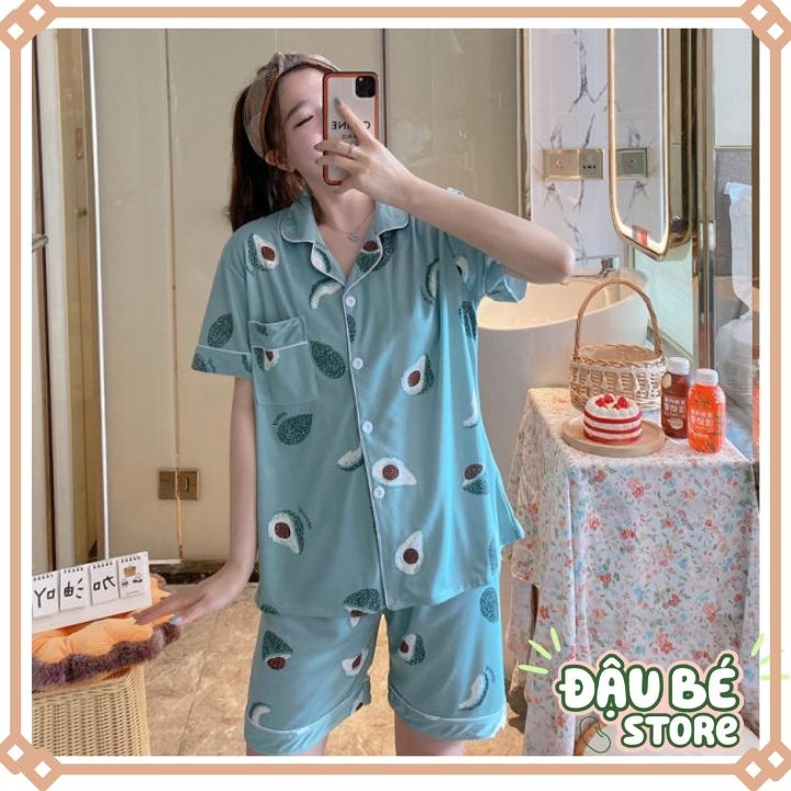 Bộ Ngủ Quả Bơ Ulzzang Cute Form Rộng - Pijama Hè Bộ Mặc Nhà Ngắn Tay Hot Trend - Daube - S016