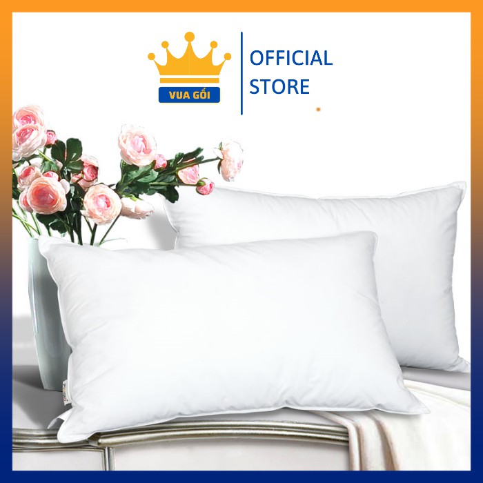 Ruột Gối Nằm Bông Gòn Ép Hơi Cao Cấp 40x60 cm VUA GỐI Standard Pillow Êm Ái, Kháng Khuẩn