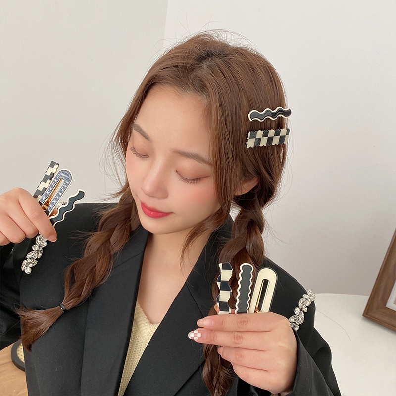 Kẹp Tóc Mái Đen/Trắng Thời Trang Hàn Quốc Dành Cho Nữ