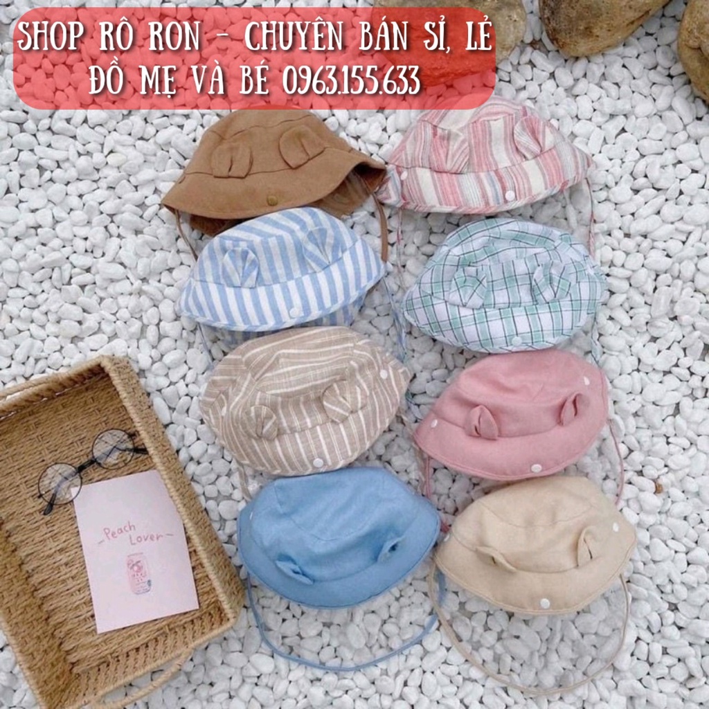 Mũ chống giọt bắn cho bé 0-24m - Mũ nón vành tròn kèm tấm chắn giọt bắn, chống bụi - Shoproron