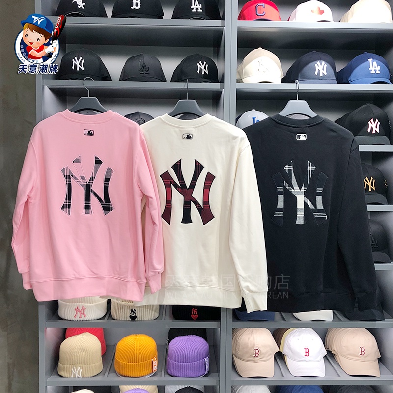 MLB Áo sơ mi caro tay dài thời trang Hàn Quốc mới cho nam