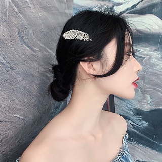 Kẹp tóc đính đá hình lá - Kẹp Cài Tóc Đá Hình Lông Vũ Retro Thời Trang