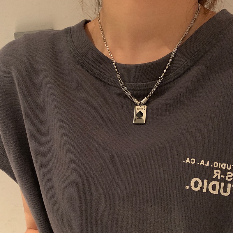 Vòng cổ Mặt Thẻ Bài Phong Cách Hip Hop Cổ Điển