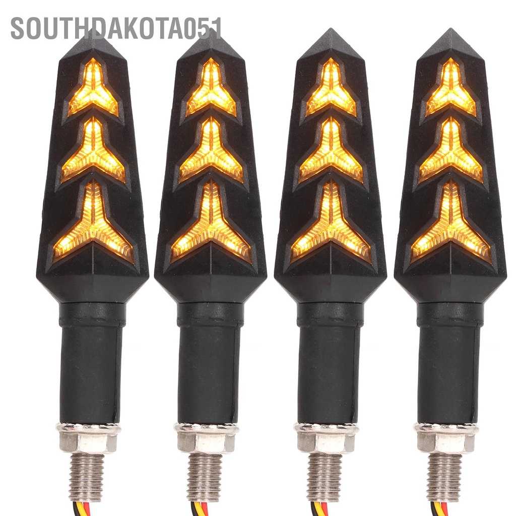 Southdakota051 4PCS Xe máy Y Hình dạng Dòng chảy Đèn tín hiệu LED Ánh sáng kép Màu IP66 Chống thấm nước Phổ biến
