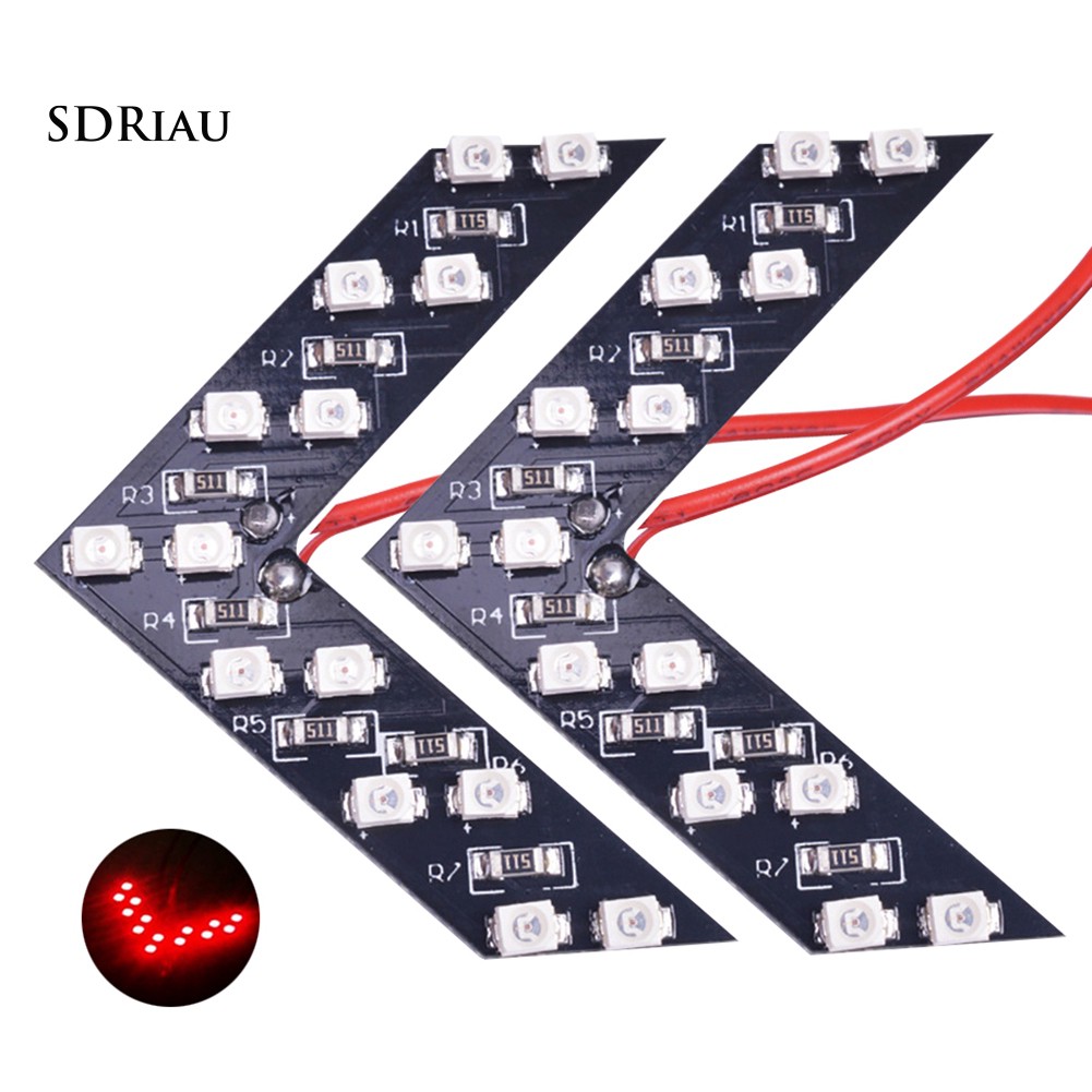 2 Đèn Led 14 Smd Hình Mũi Tên Gắn Kính Chiếu Hậu Xe Hơi