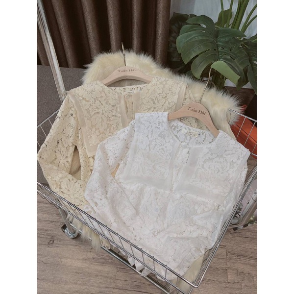 Áo sơ mi nữ⚡FREE SHIP⚡ thiết kế dài tay phối ren họa tiết hoa văn vintage điệu đà sang trọng