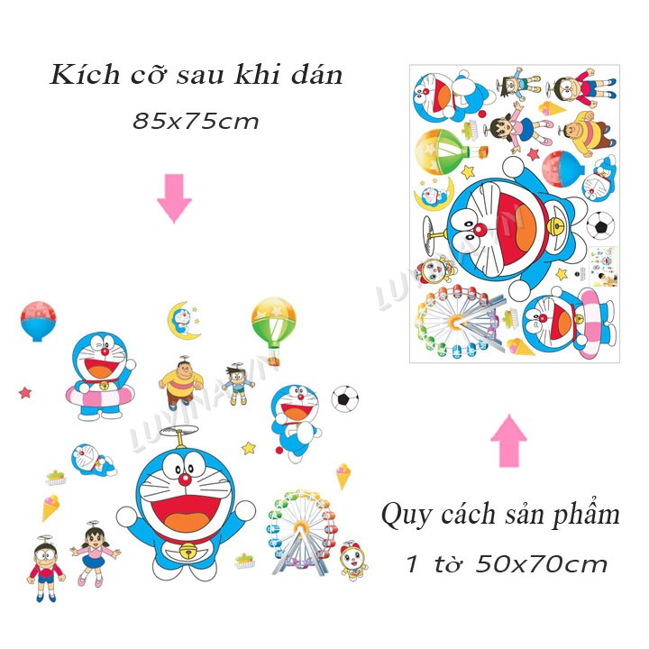 [ĐƠN 200K TẶNG QUÀ SIÊU YÊU]-Decal dán tường LUVINA trang trí phòng khách, phòng ăn phòng ngủ - Doraemon chong chóng tre