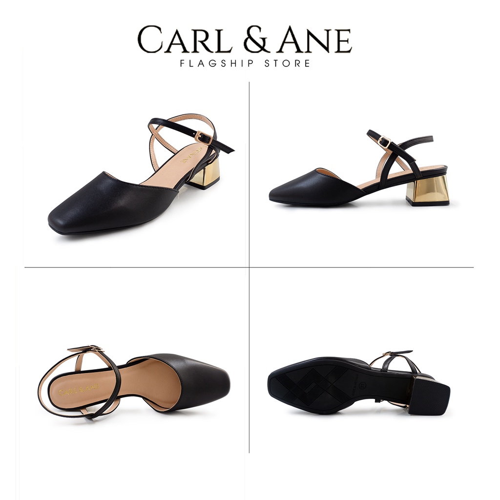Carl & Ane - Giày cao gót mũi nhọn phối dây quai mảnh thời trang công sở cao 3.5cm màu đen - CL029