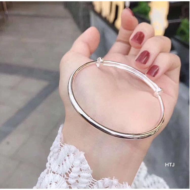Vòng tay bạc Ý xi kim trơn, sáng bóng cho nàng công sở, văn phòng