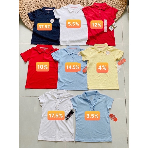 Áo polo bé gái size đại xuất dư xịn đét chất mỏng mát.