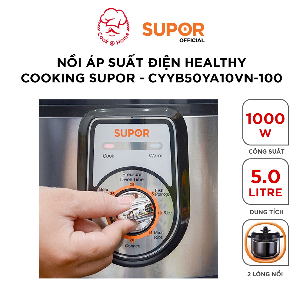 Nồi áp suất Healthy Cooking Supor CYYB50YA10VN-100 - 5L, 1000W