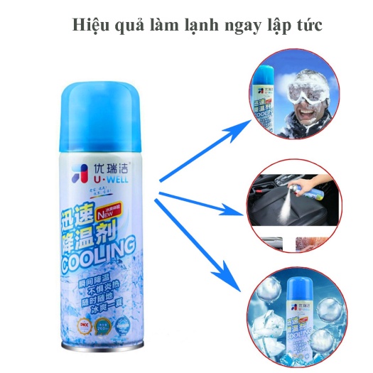 Bình xịt lạnh tức thời ô tô xe máy Instant Freeze Cool - Làm lạnh nhanh, khử mùi hiệu quả GD238 GD239