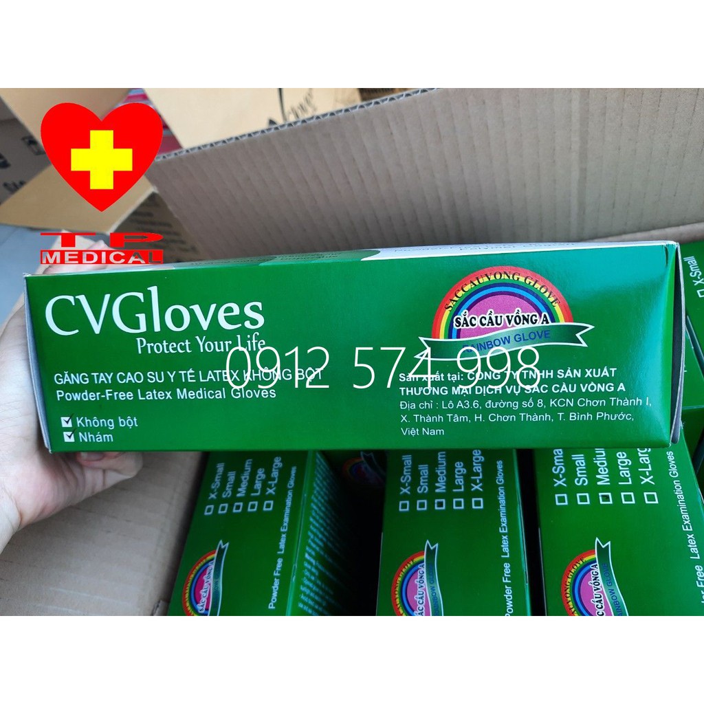 Găng tay cao su y tế CVGlove  Không bột (100 chiếc/hộp)-Loại Dày, dai