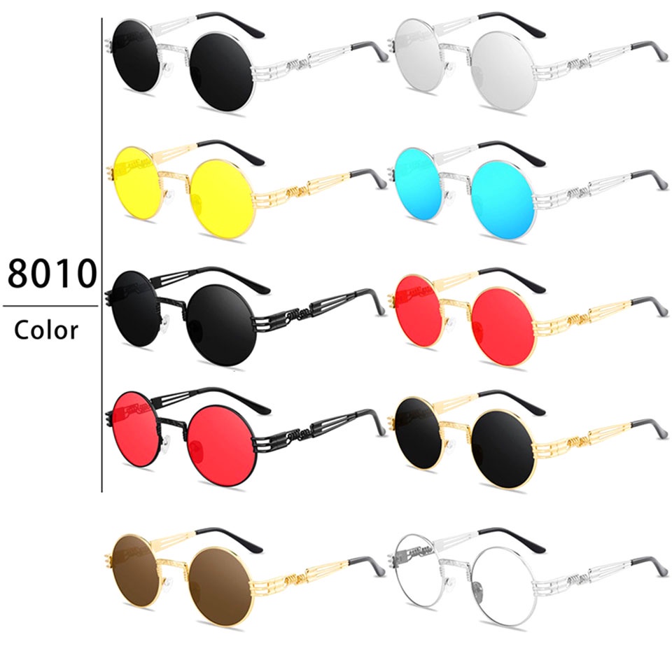 Kính mát tròn phân cực gọng kim loại phong cách vintage cho nam nữ
