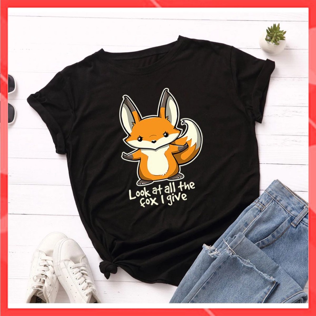 Áo thun phông nam nữ form rộng Familylove - Mẫu áo Unisex chất Cotton 100% Chú Cáo chữ Look at all the fix i give