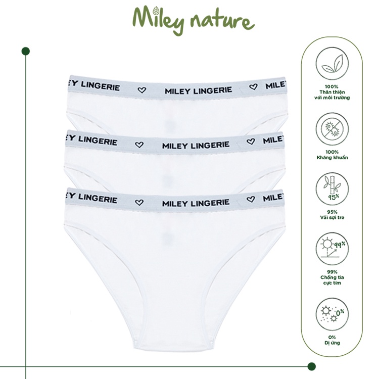 Combo 3 Quần Lót Nữ Miley Lingerie Vải Sợi Thiên Nhiên Cao Cấp Bamboo Miley Nature FBS0201