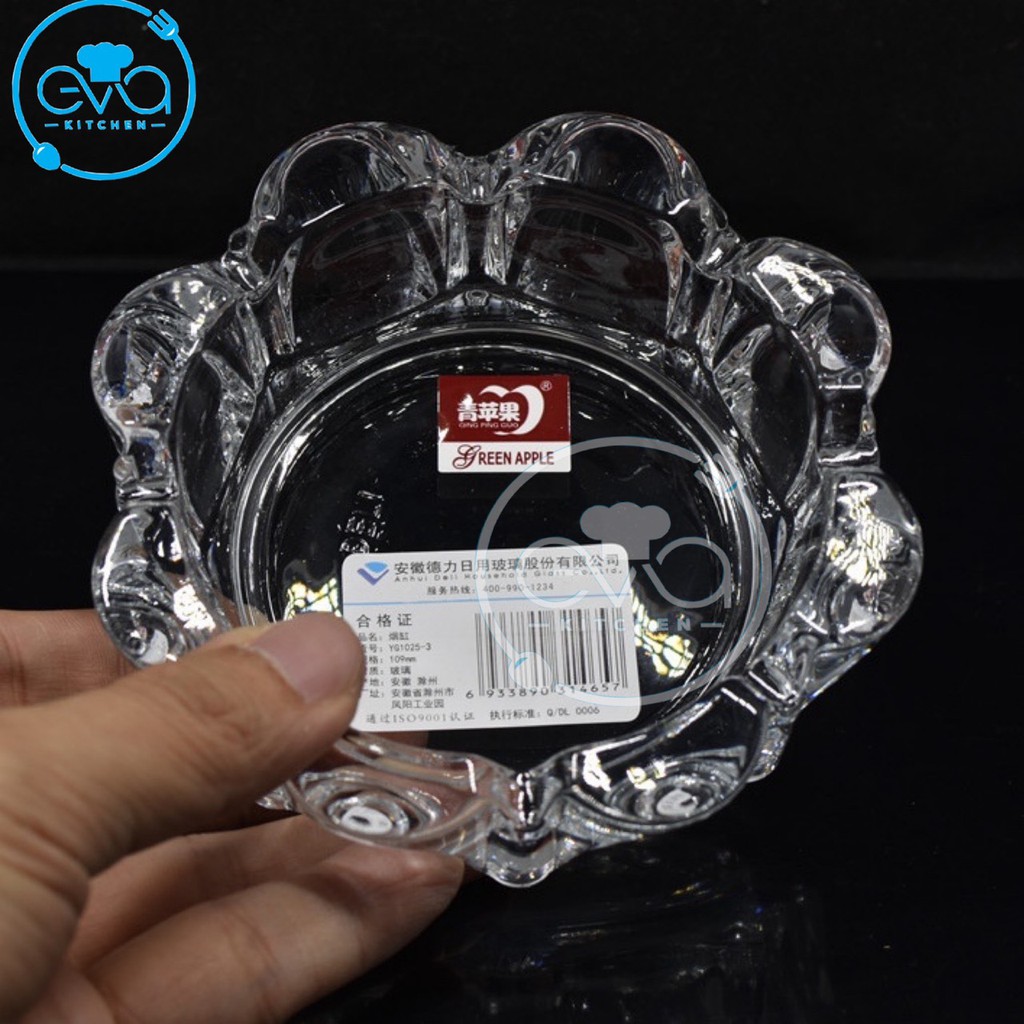 Gạt Tàn Thuỷ Tinh Cao Cấp Glass Ashtray Kiểu Dáng Tròn Cánh Hoa Sang Trọng Deli 1025 M3334