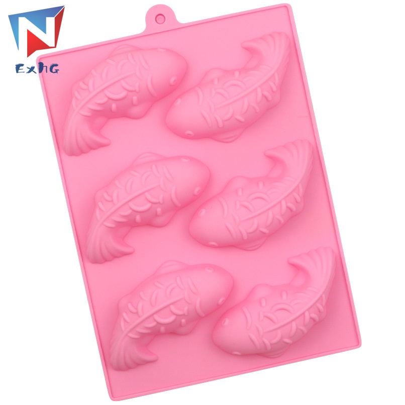 Khuôn Silicon Mềm Hình Cá Koi 3D Làm Bánh Trang Trí 3D 6 Ô