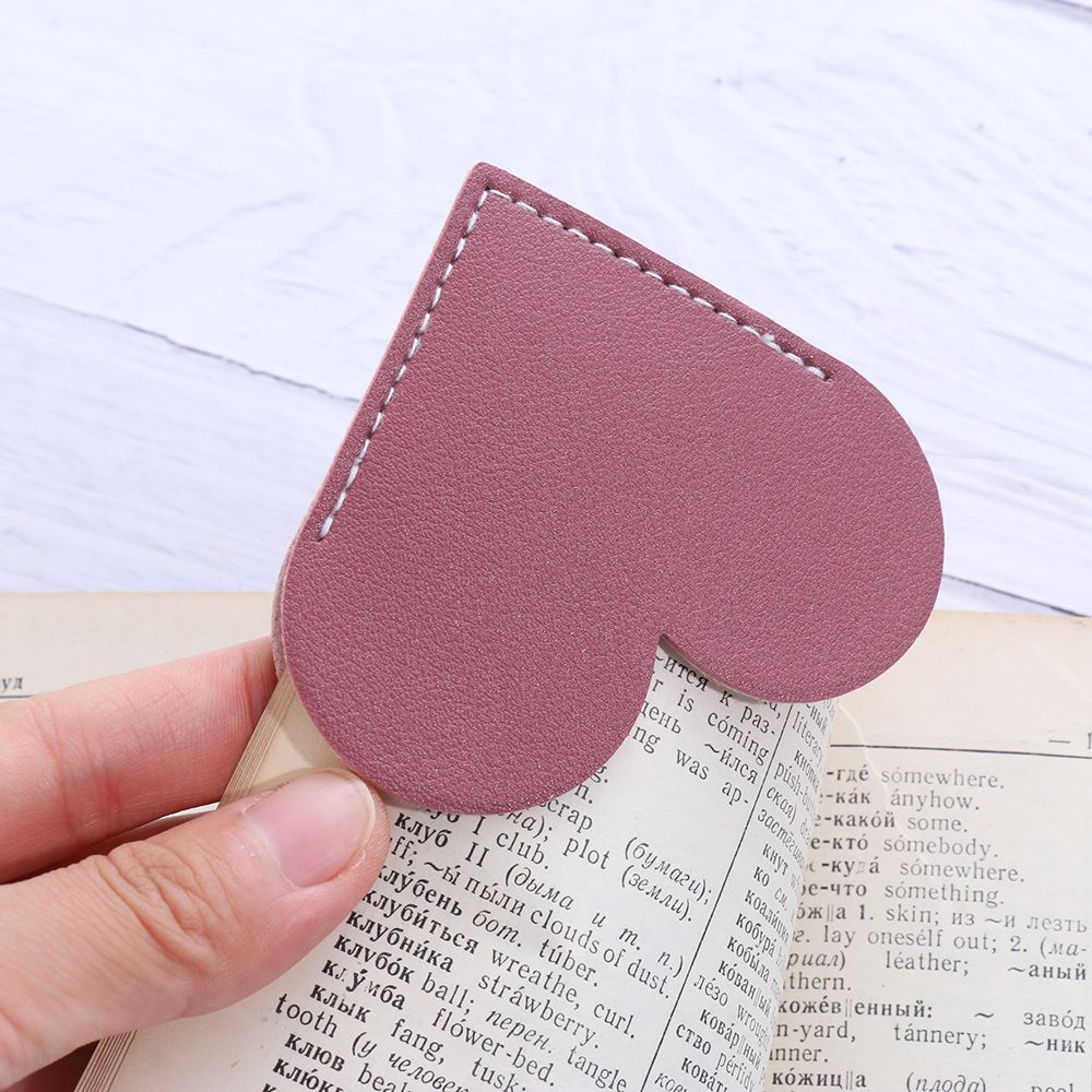 Kẹp Đánh Dấu Trang Sách Bằng Da Màu Kẹo Hình Trái Tim Cổ Điển