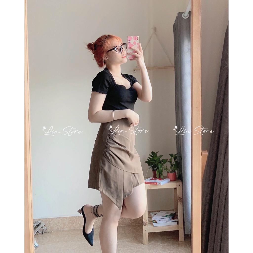 CHÂN VÁY CHỮ A NHÚN EO ⚡️ HÀNG LOẠI 1⚡️ , CHÂN VÁY NHÚN LỆCH TÀ 1 BÊN, CÓ 2 MÀU ĐEN NÂU TRẺ TRUNG ,DỄ MẶC, CÓ LÓT QUẦN | BigBuy360 - bigbuy360.vn