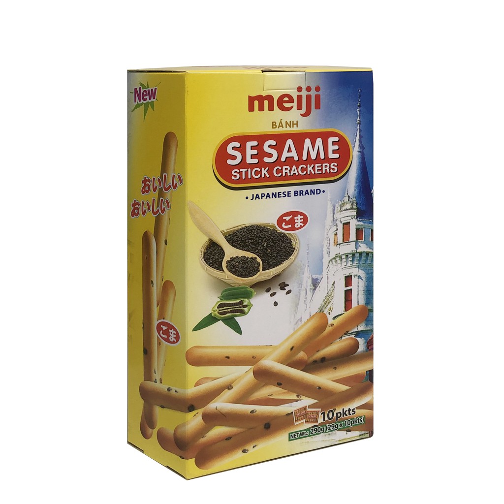 [HÀNG NHẬP KHẨU] Bánh Que Rắc Mè Meiji Sesame Stick Crackers Nhật Bản 290g