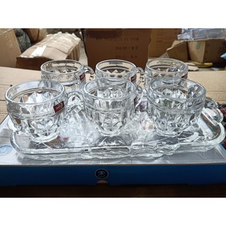 bộ cốc thủy tinh có khay hot hit