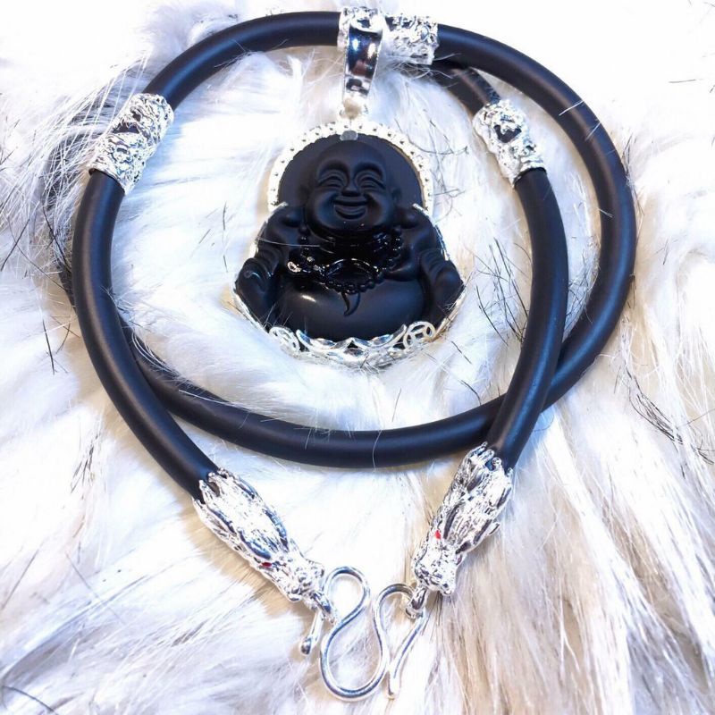 Vòng đeo cổ dây cao su bọc charm rồng 5mm