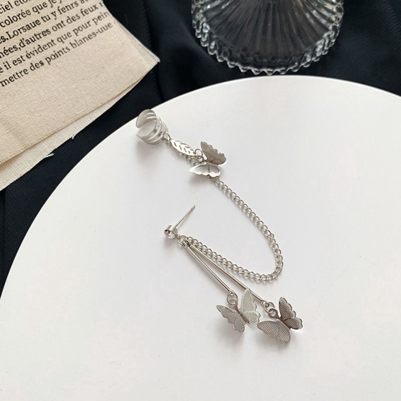 Khuyên Xỏ Vành Tai Thiết Kế Mặt Bướm Phơi Sợi Xích Cá Tính