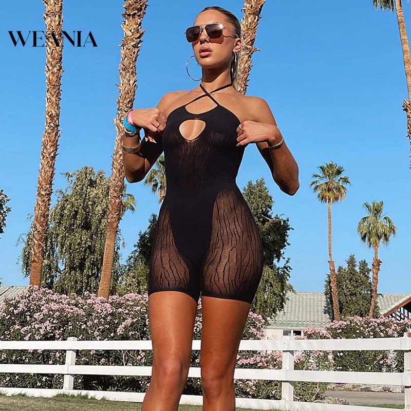 Áo Liền Quần Hở Lưng Họa Tiết Kẻ Sọc Phong Cách Đường Phố Quyến Rũ Cho Nữ