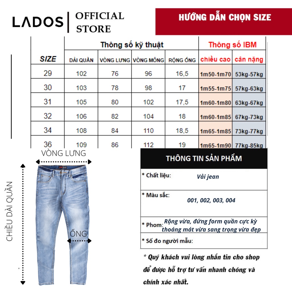 Quần jean nam basic cao cấp LADOS - 4035 với form dáng vừa chuẩn - Quần jean nam cao cấp chất vải đẹp