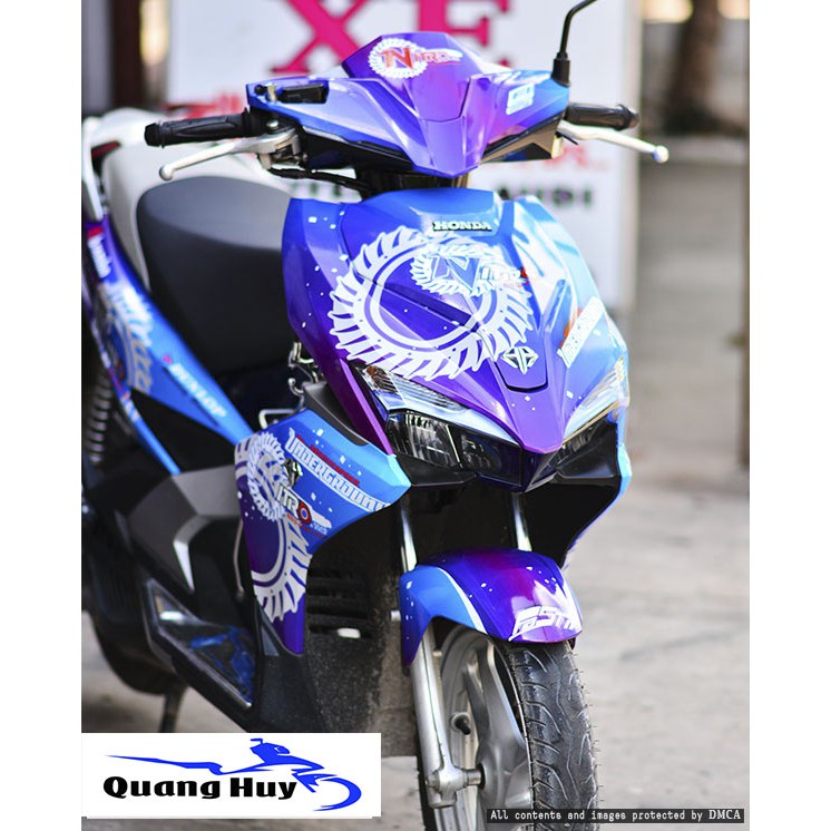 Tem trùm air blade xanh tím đời 2016-2019, độ team trùm ab dán phủ dàn áo xe xanh tím rẻ đẹp