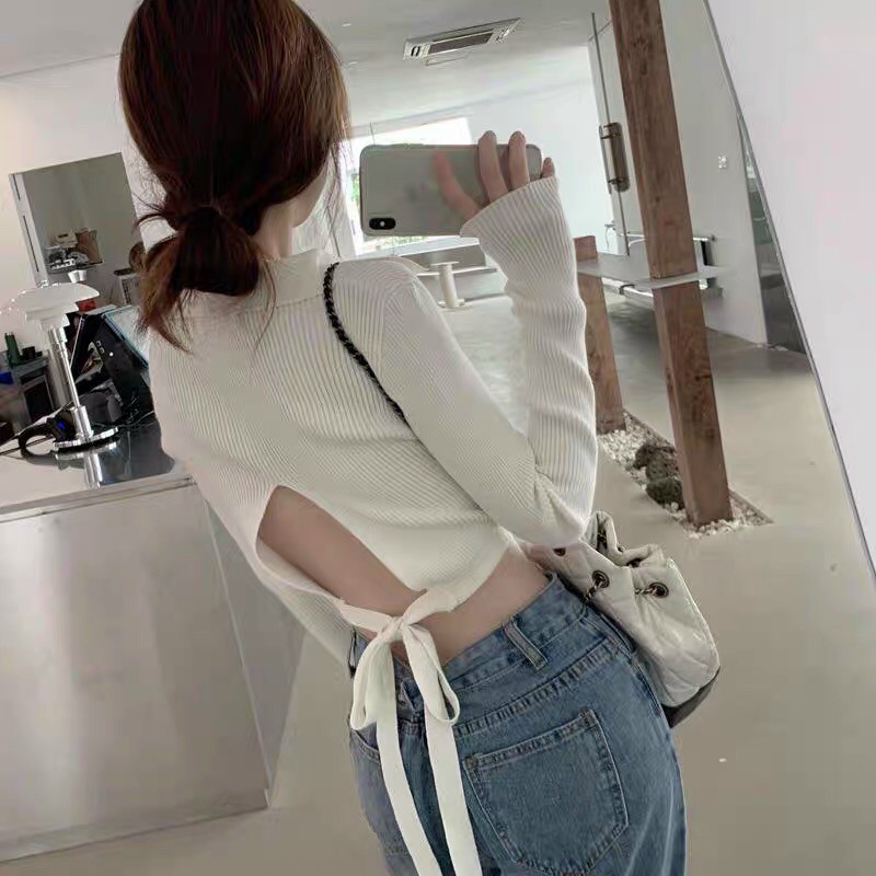 [MÃ TH6739 GIẢM 20% TỐI ĐA 30K ĐƠN TỐI THIỂU 500K] Áo croptop tay dài, croptop tay cổ bẻ ôm eo