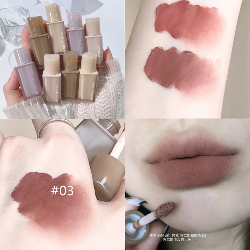 ✨✨Son kem lì KAKASHOW mềm mịn môi màu da đất tông chống nước lâu trôi