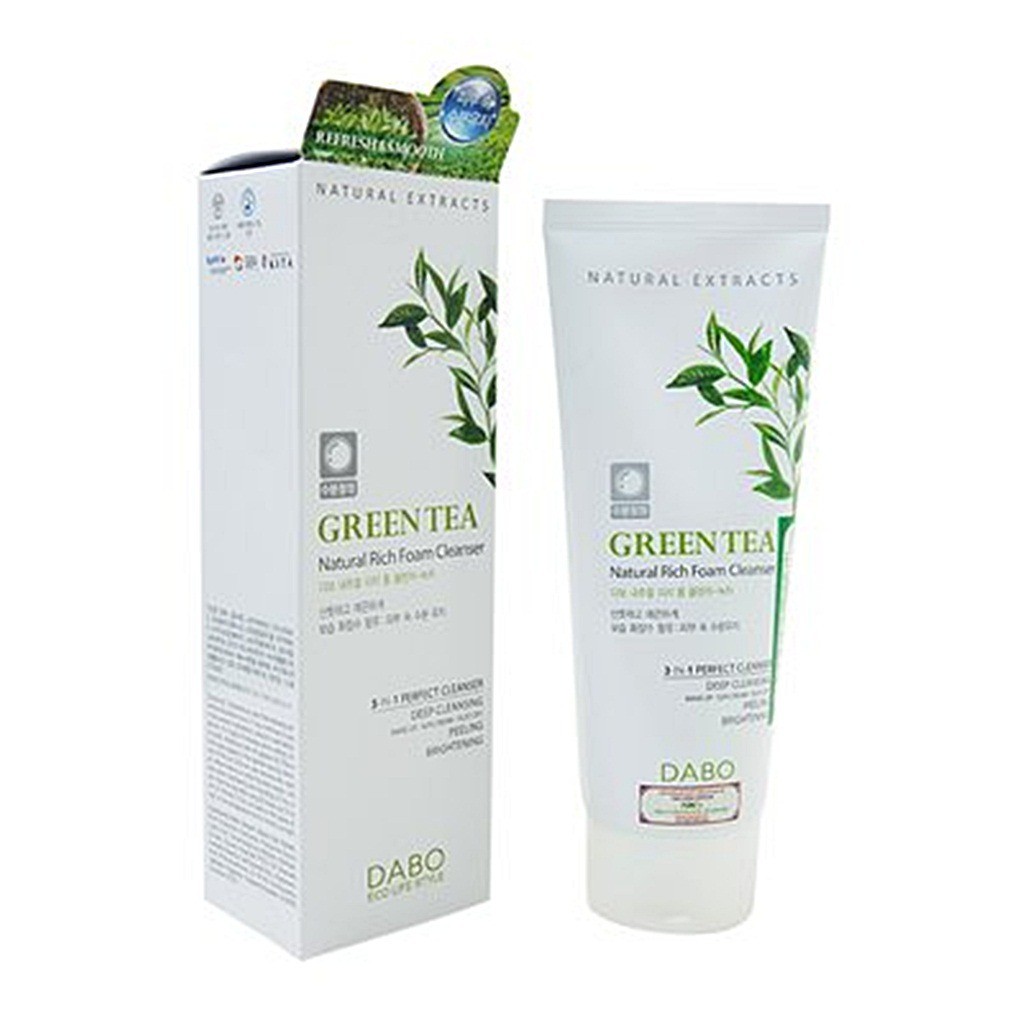 Hàng Chính Hãng- Combo 2 Tuýp Sữa Rửa Mặt Trà Xanh Sạch Mụn Sạch Nhờn Green Tea Nature Dabo Mẫu Mới ( 180ml/ Tuýp)