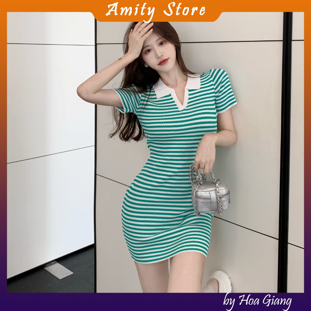 Đầm ôm body polo bằng len dệt kim, váy polo len hàng quảng châu cao cấp