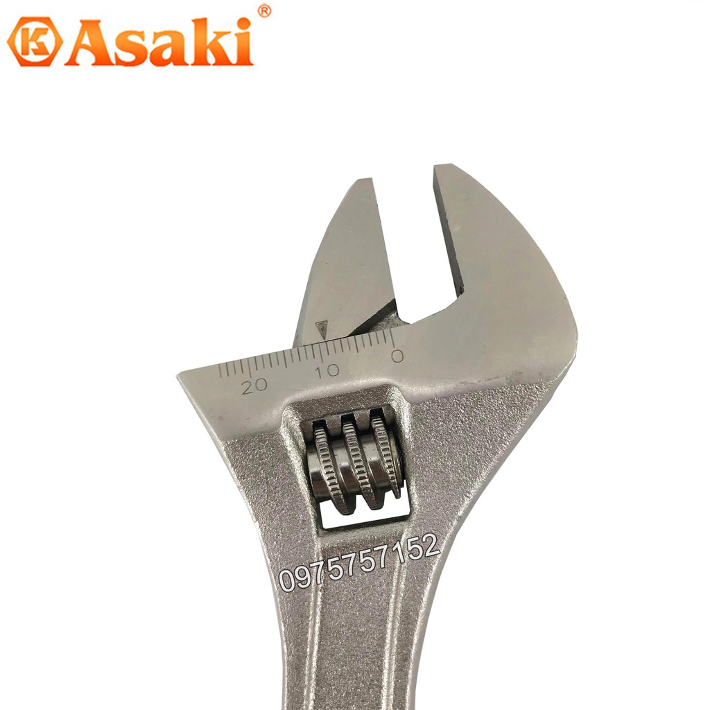 Mỏ lết xi mờ cao cấp Asaki AK-0054 8inch - 200mm (Mở tối đa 25mm)