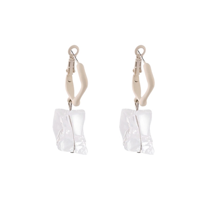 Khuyên Tai Acrylic Trong Suốt Hình Viên Đá Phong Cách Hong Kong Cổ Điển Chất Lượng Cao