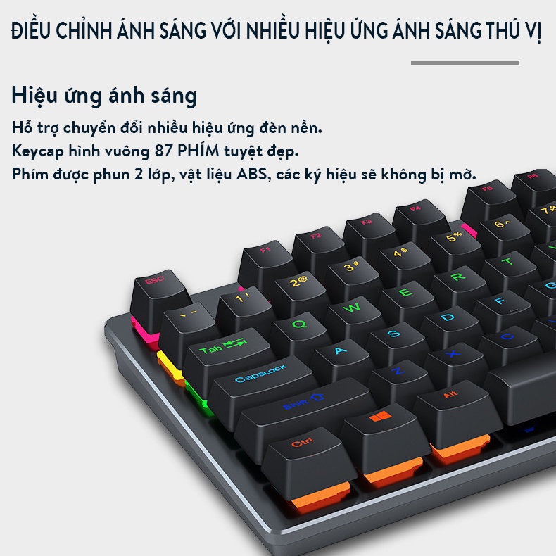 Bàn phím cơ Coputa Bàn phím cơ TKL gaming chơi game Full LED RGB K550