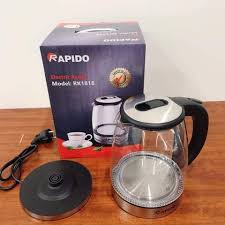 Ấm đun nước siêu tốc Rapido, Ấm điện, chất liệu thủy tinh, dung tích 1.8 lít, Bình đun nước siêu tốc