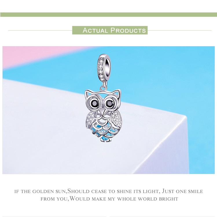 Hạt phụ kiện Bamoer bạc hình chim cú đáng yêu thời trang làm trang sức thủ công cho nữ