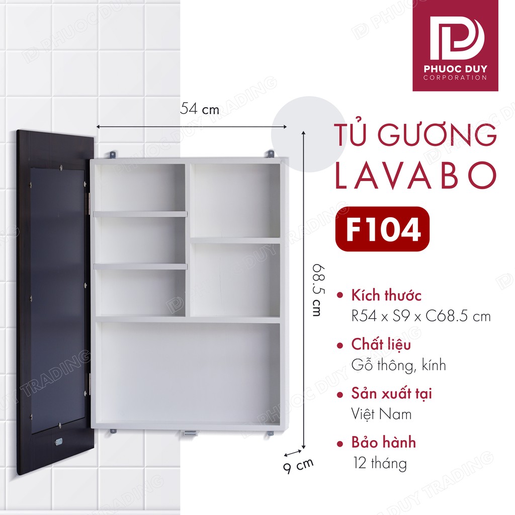 Tủ gương Lavabo F104 - Tủ gương phòng tắm treo tường đa năng