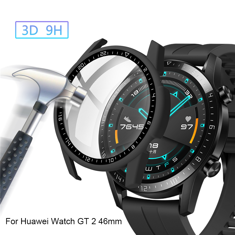 Cứng Ốp Bảo Vệ Bằng Pc Kèm Kính Cường Lực Cho Đồng Hồ Huawei Watch Gt 2 46mm