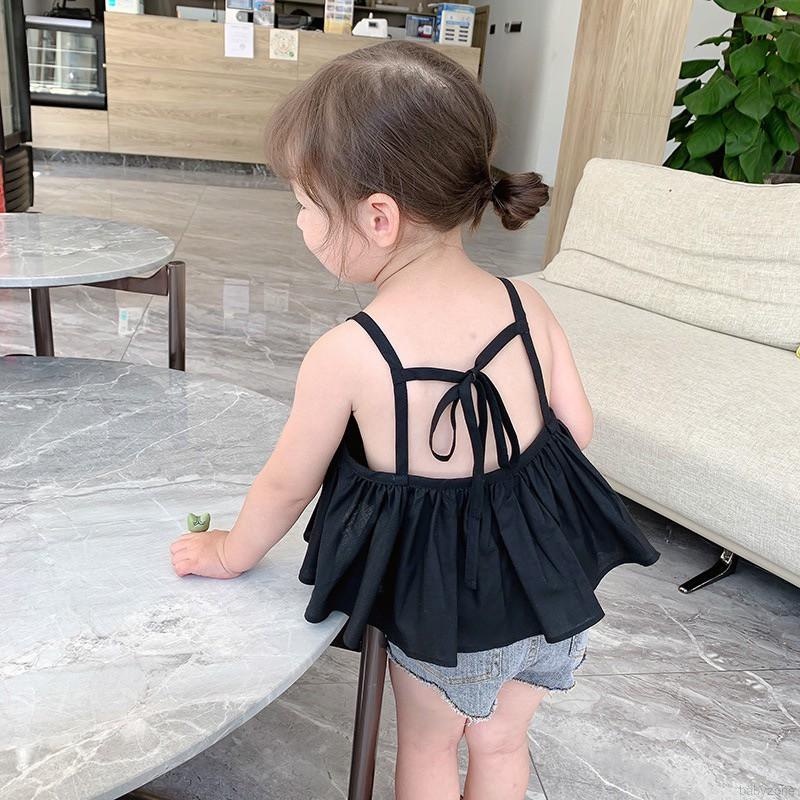 Áo Hai Dây Ngắn Thời Trang Hàn Quốc Ngọt Ngào Cho Bé Gái
