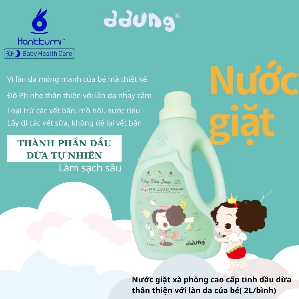 Nước Giặt xà Phòng Quần áo Trẻ em Aaung Hàn Quốc Cao Cấp 2L Cho bé Trẻ sơ Sinh