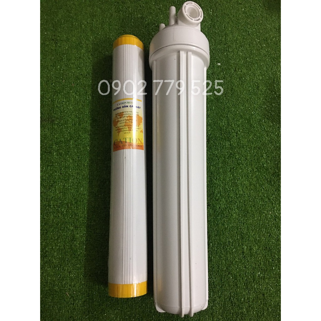 Bộ Lõi Lọc Nước Cation Khử Đá Vôi 20 Inch-Ren27 - (Lõi Lọc Cation, Giá Treo, Tay Vặn, 2 Co Ren 27..)