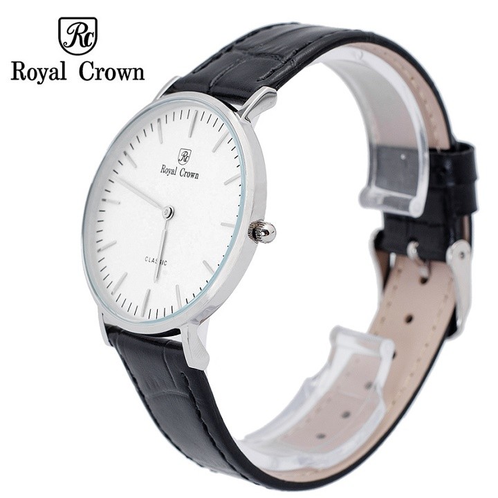 Đồng hồ nam Chính Hãng Royal Crown 7601 Leather Watch (Dây da đen)